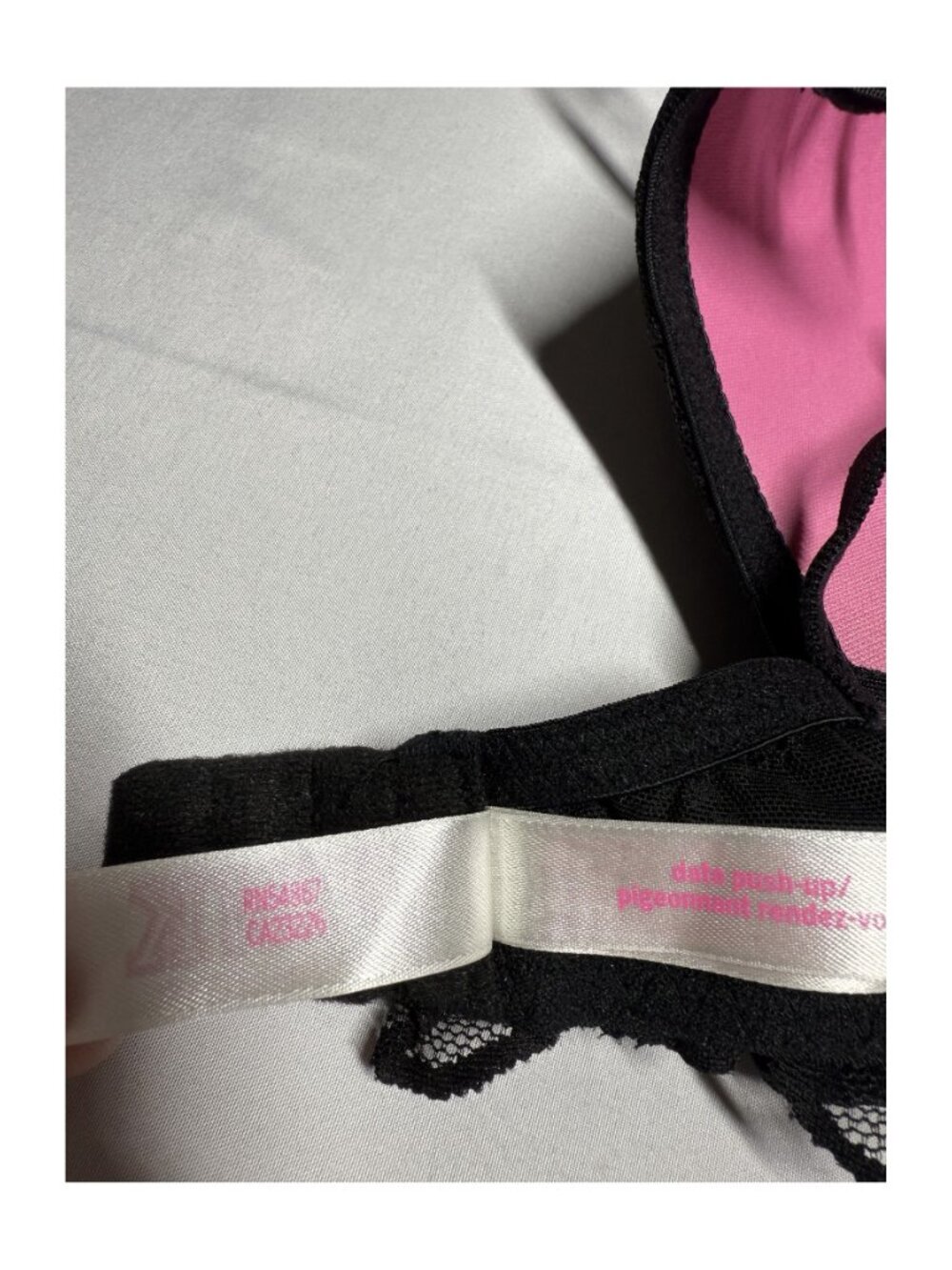 Victoria's Secret PINK Date Push Up Plunge Black Lace Bra Size L - Picture 8 of 13
